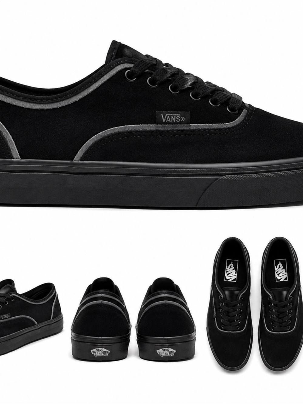 Vans Black Suede Low-Profile Sneakers with Gray Trim